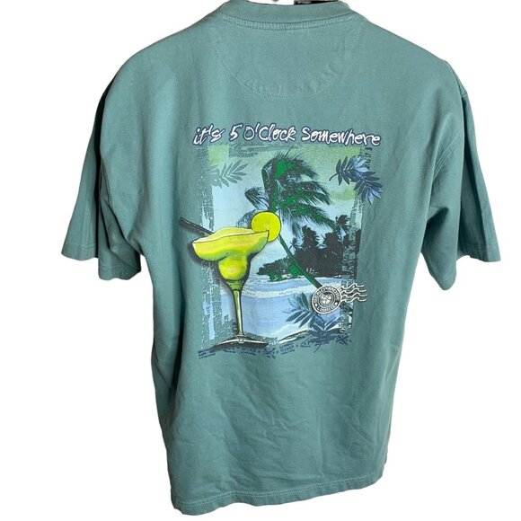 Its 5 O Clock Somewhere Crewneck T Shirt L Blue Short Sleeve Margarita Send Lime - Picture 1 of 7